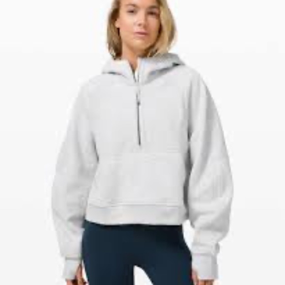 Lululemon Scuba Oversized 1/2 Zip Hoodie Heathered Core Ultra Light Grey - Picture 2 of 14